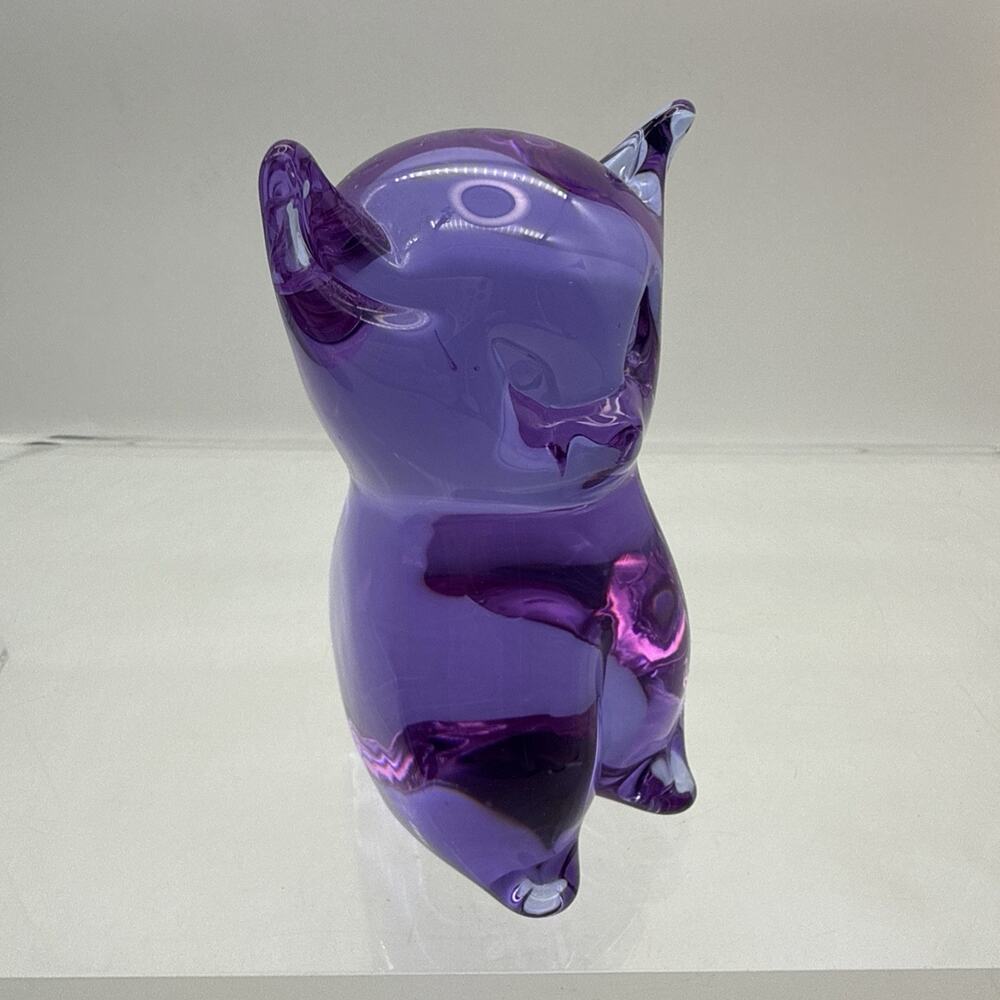 Vintage FM Ronneby Sweden Artglass Manx Cat Figurine 1961 Signed! Neodymium Glo!